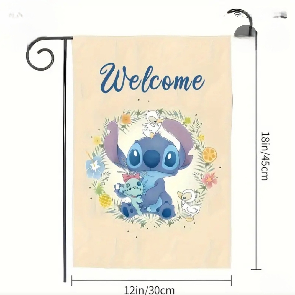 Welcome Garden Flag Featuring Stitch